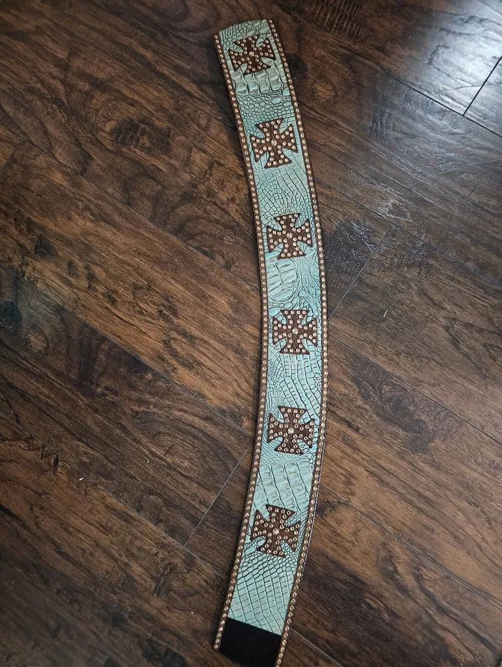 Turquoise Studded Cross Leather Belt